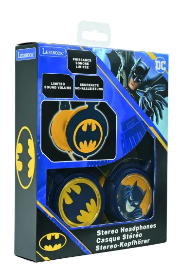 Sk�adane s�uchawki przewodowe stereo Batman z g�o�no�ci� bezpieczn� dla dzieci Lexibook HP015BAT