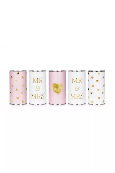 PartyDeco Puszki weselne Mr&Mrs 14x7cm