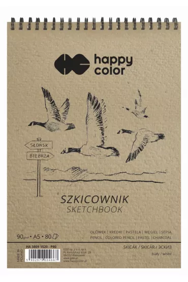 Happy Color Szkicownik na spirali PTAKI, A5, 90g, 80 arkuszy 80 kartek