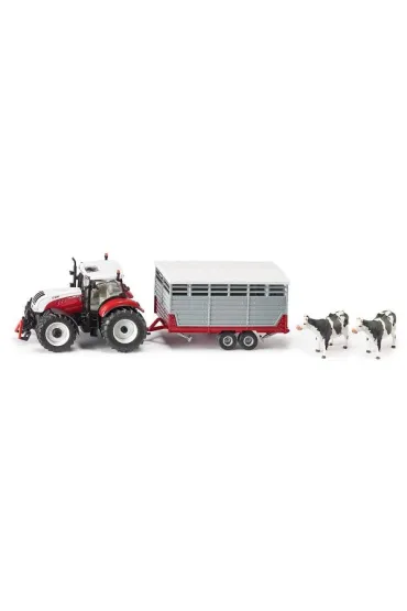 SIKU FARMER TRAKTOR STEYER Z PRZYCZEPA DO PRZEWOZU ZWIERZAT