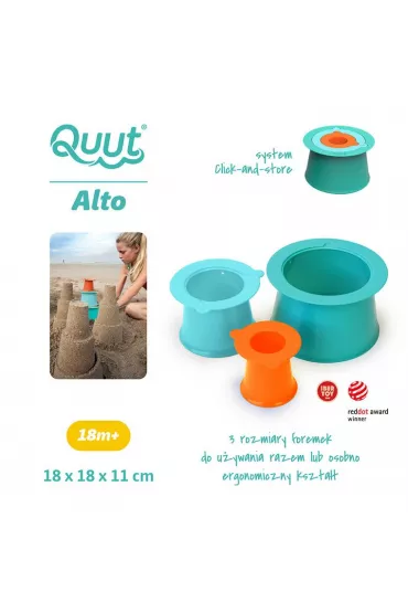 Zestaw 3 foremek do piasku Wie�a Alto Lagoon Green + Vintage Blue + Mighty Orange Quut