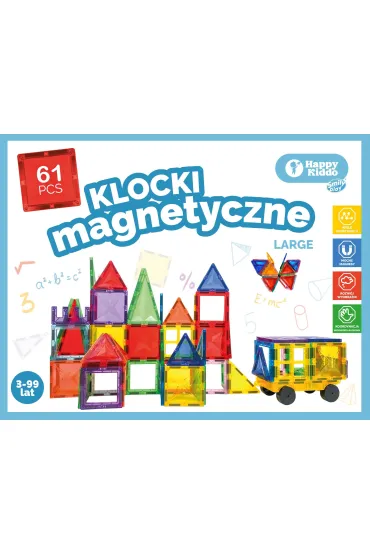 Klocki magnetyczne 61el 23x17x8 Happy Kiddo SMILY PLAY SP85382