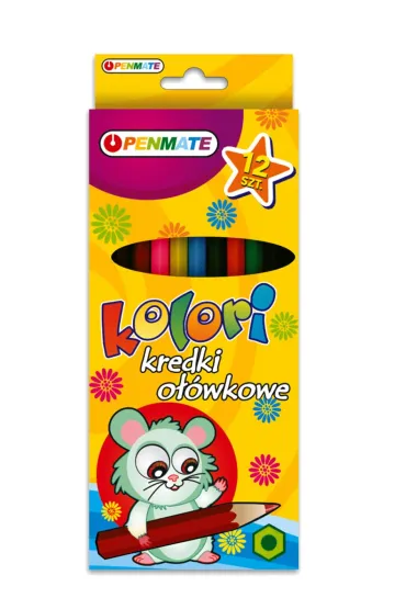 Penmate Kolori Kredki o��wkowe sze�ciok�tne Dino 12 szt.