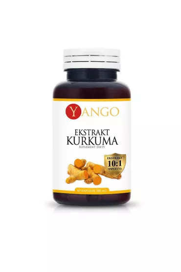 Yango Kurkuma - ekstrakt 10:1 + sproszkowany korze + piperyna Suplement diety 60 kaps.
