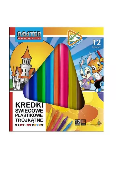 Noster Kredki �wiecowe plastikowe tr�jk�tne 12 kolor�w