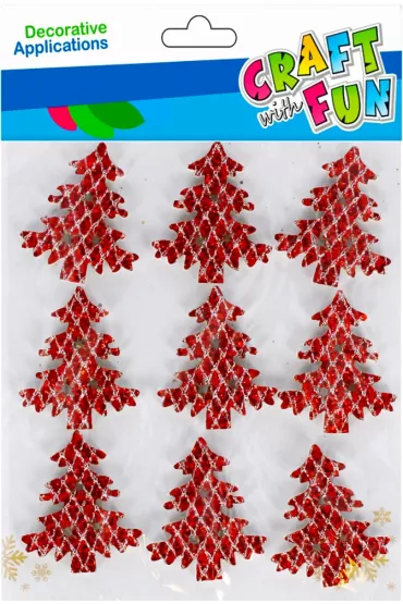Craft with Fun Ozdoba dekoracyjna samoprzylepna Eva Choinka brokatowa 9 szt.
