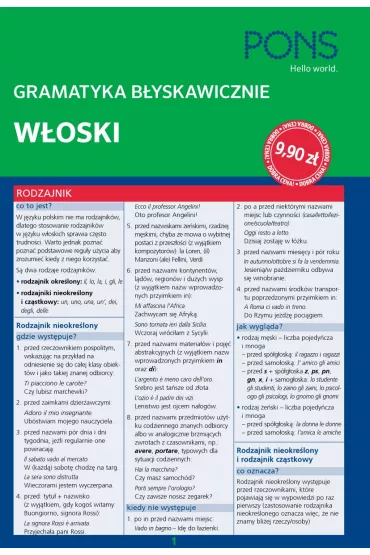 B�yskawicznie gramatyka w�oska PONS