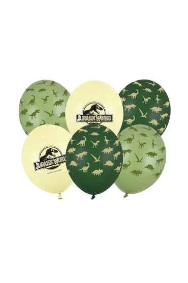 PartyDeco Balony Jurassic World 30cm 6 szt.
