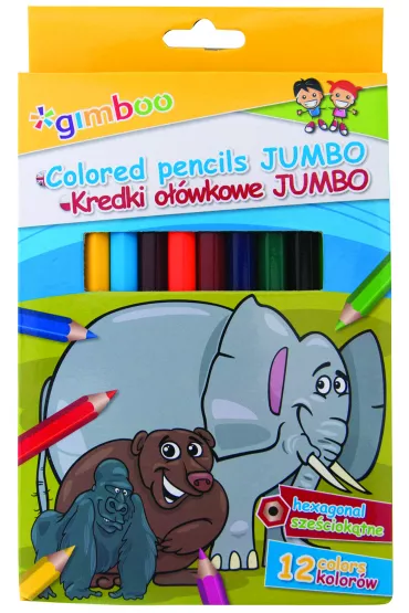 Gimboo Kredki o��wkowe sze�ciok�tne Jumbo 12 szt.
