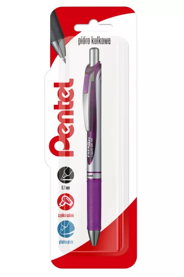 Pentel Pi�ro kulkowe EnerGel BL77 fioletowy 0.7mm