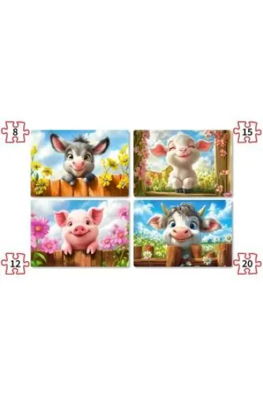 Puzzle 4w1 Cute Animals CASTORLAND B-041084