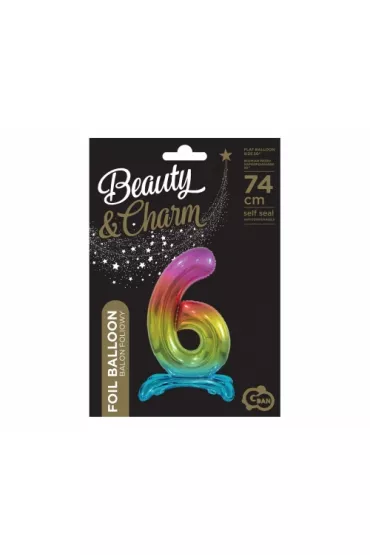 Godan Balon foliowy B&C Cyfra stoj�ca 6 t�czowa BC-AST6 74cm
