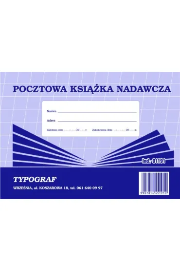 Druk-pocztowa ksi��ka nadawcza