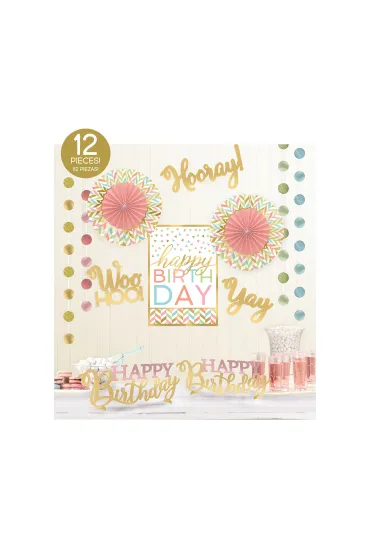 Amscan Zestaw dekoracyjny Confetti Fun (girlandy, rozety, napisy)