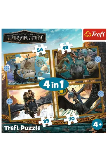 Puzzle 4w1 - Smocze dni (35+48+54+70 el.) Trefl