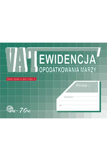 Ewidencja VAT opodatkowania mar�y A4 VU70
