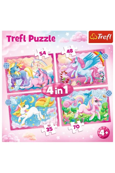 Puzzle 4w1 - Jednoro�ce i magia (35+48+54+70 el.) Trefl