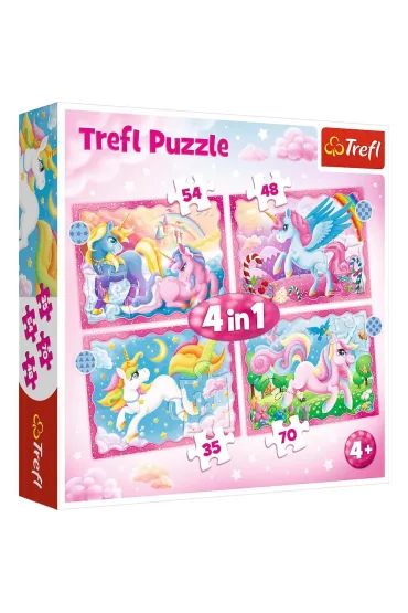Puzzle 4w1 - Jednoro�ce i magia (35+48+54+70 el.) Trefl