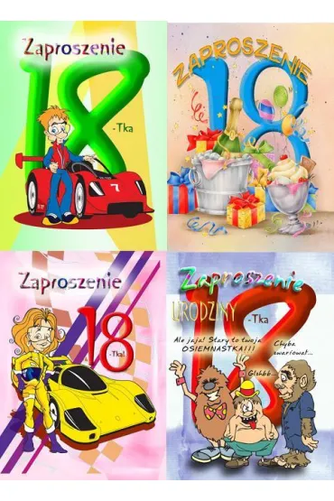 Top Graphic Zaproszenie brokatowe 18-stka 10 szt.
