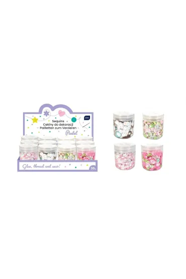 Interdruk Cekiny do dekoracji 30g pastel (12 szt)