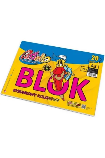Pastello Blok rysunkowy A3 kolorowy 80g 20 kartek