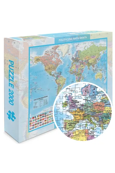 Puzzle 2000 el. �wiat polityczny mapa 1:42 000 000 ArtGlob