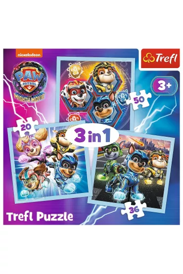Puzzle 3w1 (20+36+50 el.) Moc Mighty Pups Trefl