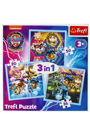 Puzzle 3w1 (20+36+50 el.) Moc Mighty Pups Trefl