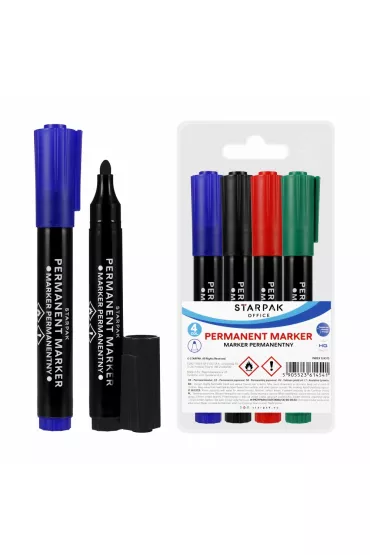 Starpak Marker permanentny okr�g�y w etui 4 szt.