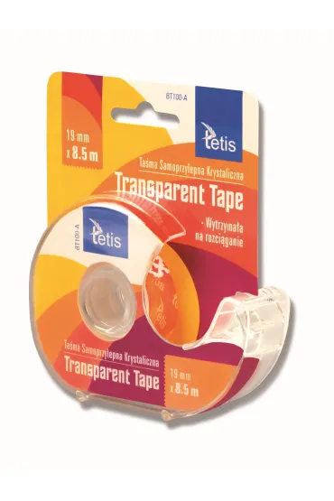 Tetis Ta�ma z podajnikiem Transparent Tape 19 mm x 8,5 m