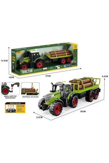 Traktor z przyczep� i drewnem 35x9x8cm Adar