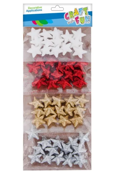 Craft with Fun Ozdoba dekoracyjna styropian Gwiazdki 4 kol 463625