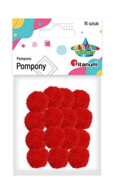 Titanum Pompony poliestrowe 18 mm czerwony 15 szt.