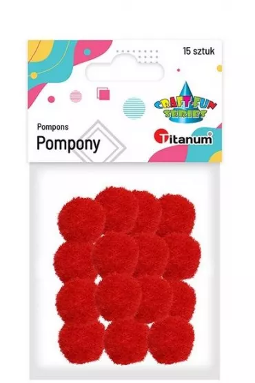 Titanum Pompony poliestrowe czerwony 18 mm