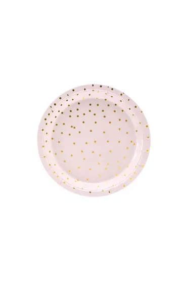 PartyDeco Talerzyki kropki jasny r� 18cm 6 szt.