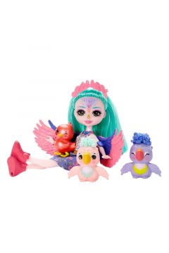 Enchantimals Rodzina Papugi Filia Finch. Lalka + figurki HKN15 Mattel