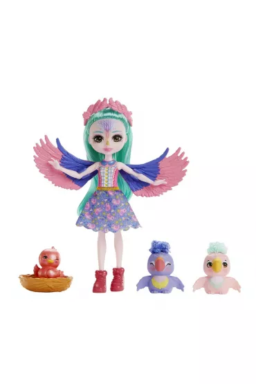 Enchantimals. Rodzina Papugi Filia Finch. Lalka + figurki HKN15 Mattel