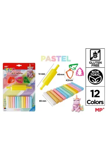Mp Main Paper Plastelina 12 kolor�w pastel + foremki i wa�ek