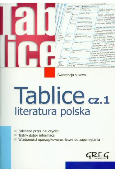 Tablice. Literatura polska. Cz�� 1 - Zesp� redakcyjny Wydawnictwa Greg