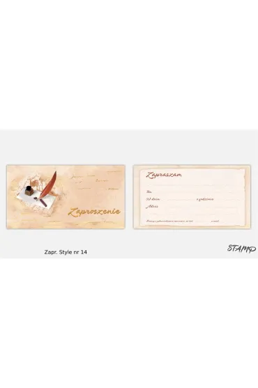Stamp Zaproszenie + koperta Eleganckie dla doros�ych Style 14 10 szt.