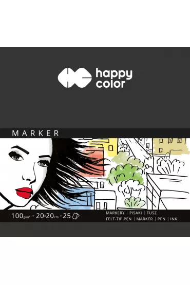 Happy Color Blok do marker�w ART, bia�y, 20x20cm, 100g, 25 arkuszy 100 g 25 kartek