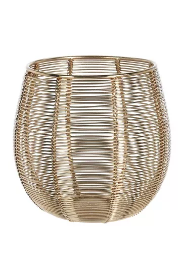 H&S Decoration Metalowy druciany lampion z�oty 12 cm