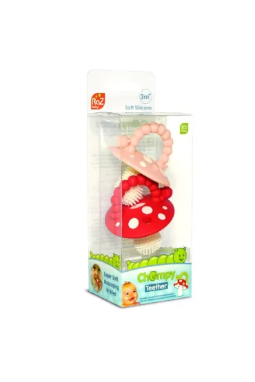 Gryzak logopedyczny Grzybek dla niemowl�t na z�bkowanie - czerwony i r�owy RazBaby