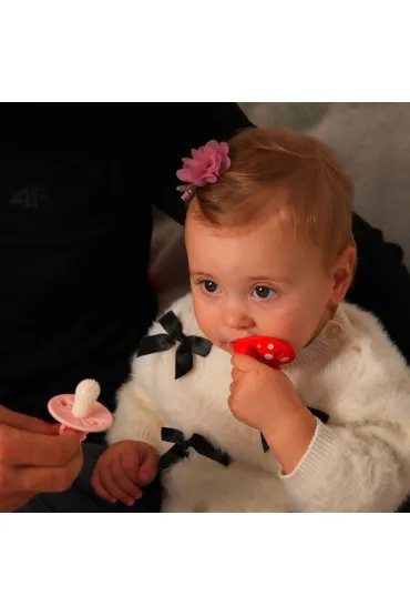 Gryzak logopedyczny Grzybek dla niemowl�t na z�bkowanie - czerwony i r�owy RazBaby