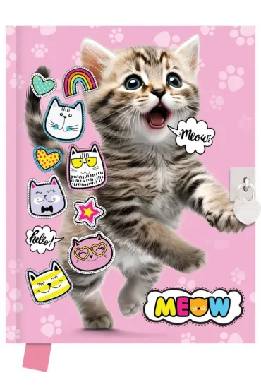 Happy Color Pami�tnik z k��dk� 80 kartek - Meow