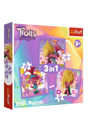 Puzzle 3w1 (20+36+50 el.) Poznaj weso�e Trolle Trefl