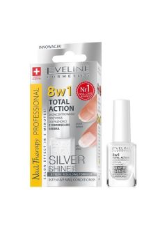 Eveline Cosmetics Nail Therapy Total Action 8w1 skoncentrowana odywka do paznokci z drobinkami srebra 8w1 12 ml