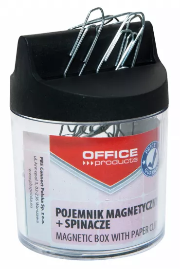 Office Products Pojemnik magnetyczny ze spinaczami okrgy transparentny