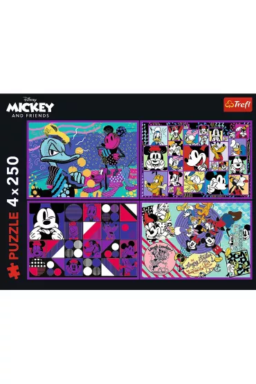 Puzzle 4x250 el. Seria przyg�d Myszki Miki Trefl