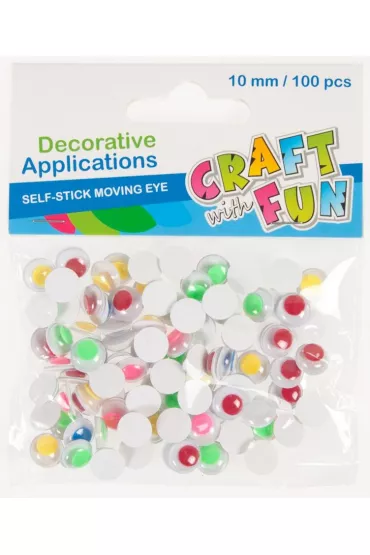 Craft with Fun Ozdoba dekoracyjna. Kolorowe oczy 10mm